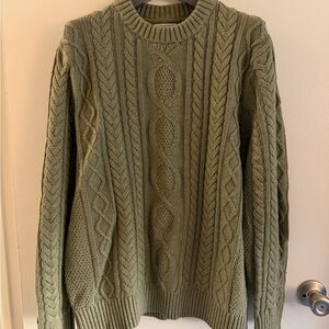 LL Bean.  Men's Heritage Cotton Fisherman Sweater, Crewneck - Medium / Green